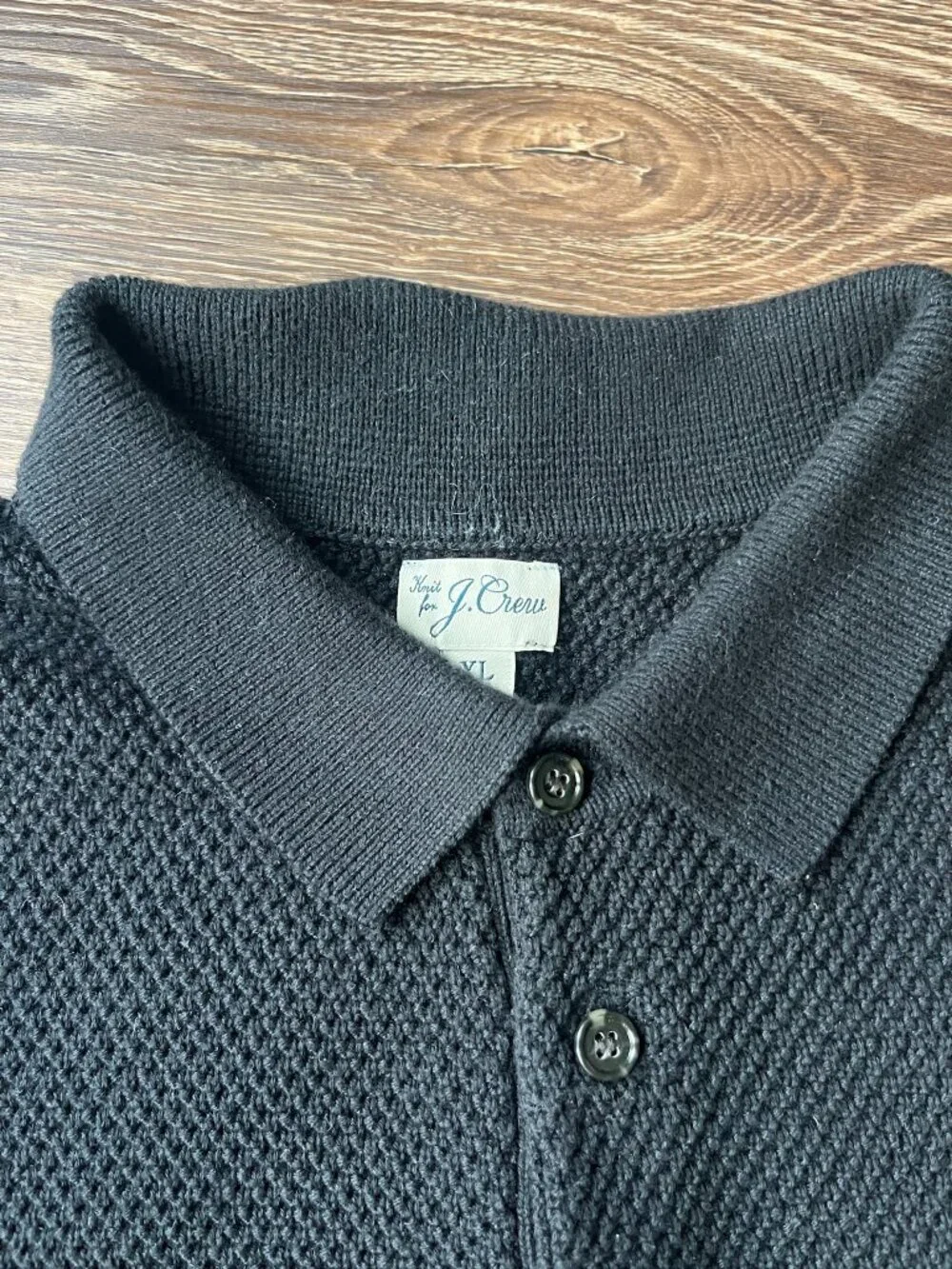J. Crew Short sleeve cotton seed stitch sweater polo Sz XL Black